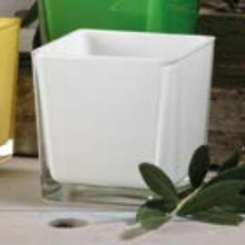 VASO QUADRATO IN VETRO CM 8X8X8 BASIC BIANCO