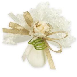 SACCHETTO ORGANZA CON MACRAME TONDO AL PZ 12 CM PANNA