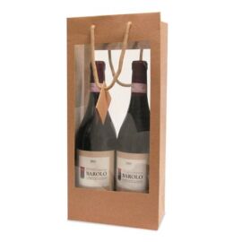 SHOPPER 2 BOTTIGLIA DOPPIA FINESTRA CM 17,5+9X38 AVANA AK PZ