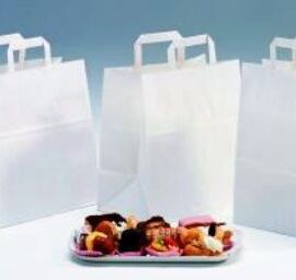 BORSA CARTA MANIGLIA PIATTA PASTICCERIA BIANCA CM 27+17X29 (50PZ) AL PZ