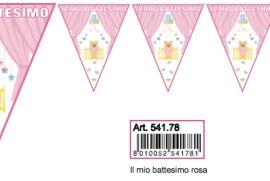 FESTONE BANDIERINE PVC IL MIO BATTESIMO ROSA MT 3,6