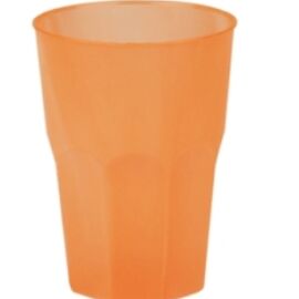 BICCHIERE OTTAGONALE PLASTICA 420CC TRASPARENTE/ARANCIO 20PZ