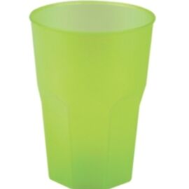 BICCHIERE OTTAGONALE PLASTICA 420CC TRASPARENTE/VERDE ACIDO 20PZ