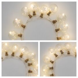 CATENA 15 SFERE VETRO D.25 MIX 3 DECORI BIANCO CALDO
