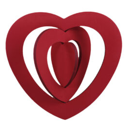 CUORE DA APPENDERE 3-D RED 40CM POLI