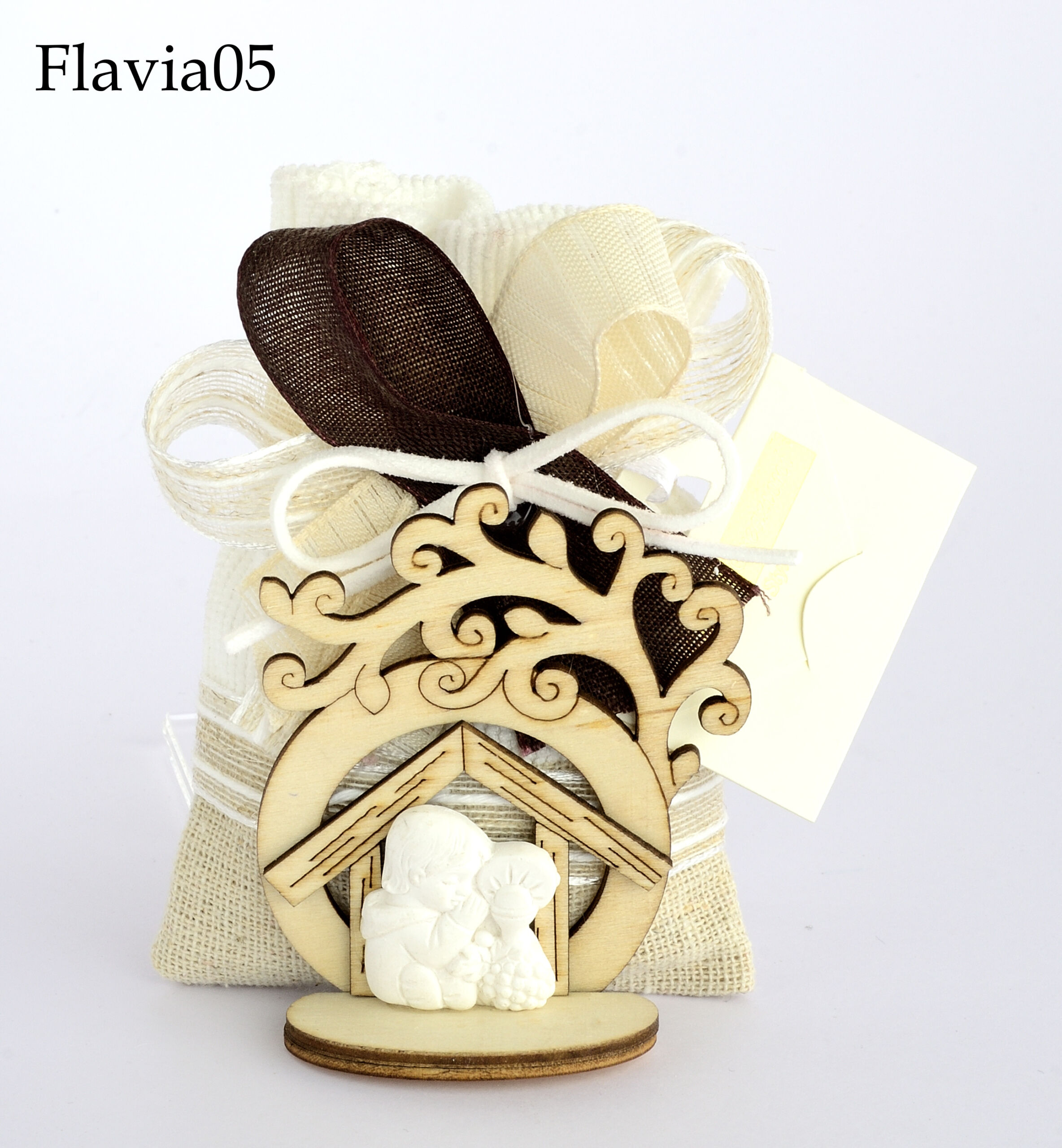 SACCHETTO CON CASETTA LEGNO GESSO BIMBO (CM 8XH.10) FLAVIA SACCHETTO CON CASETTA LEGNO GESSO BIMBO (CM 8XH.10) FLAVIA