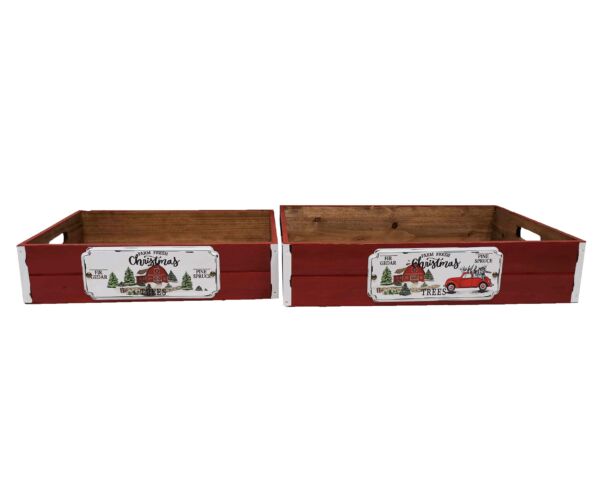 VASSOIO RETTAMGOLARE ROSSO CON PLACCA NATALE GRANDE CM 38X27XH8