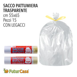 DB SACCO PATTUMIERA  55X65 NEUTRO 15PZ C/LEGACCIO 2533