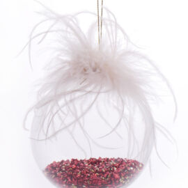 PALLA CON PERLINE ROSSE D.10 CM IN VETRO