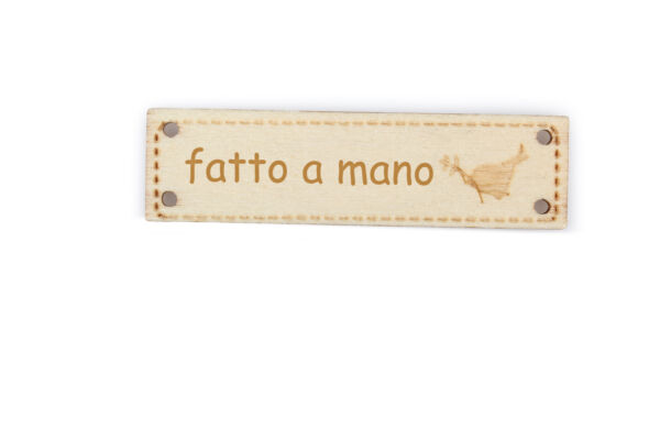 ETICHETTE LEGNO "FATTO A MANO" (70PZ) CM 6,3X1,7 NATURAL