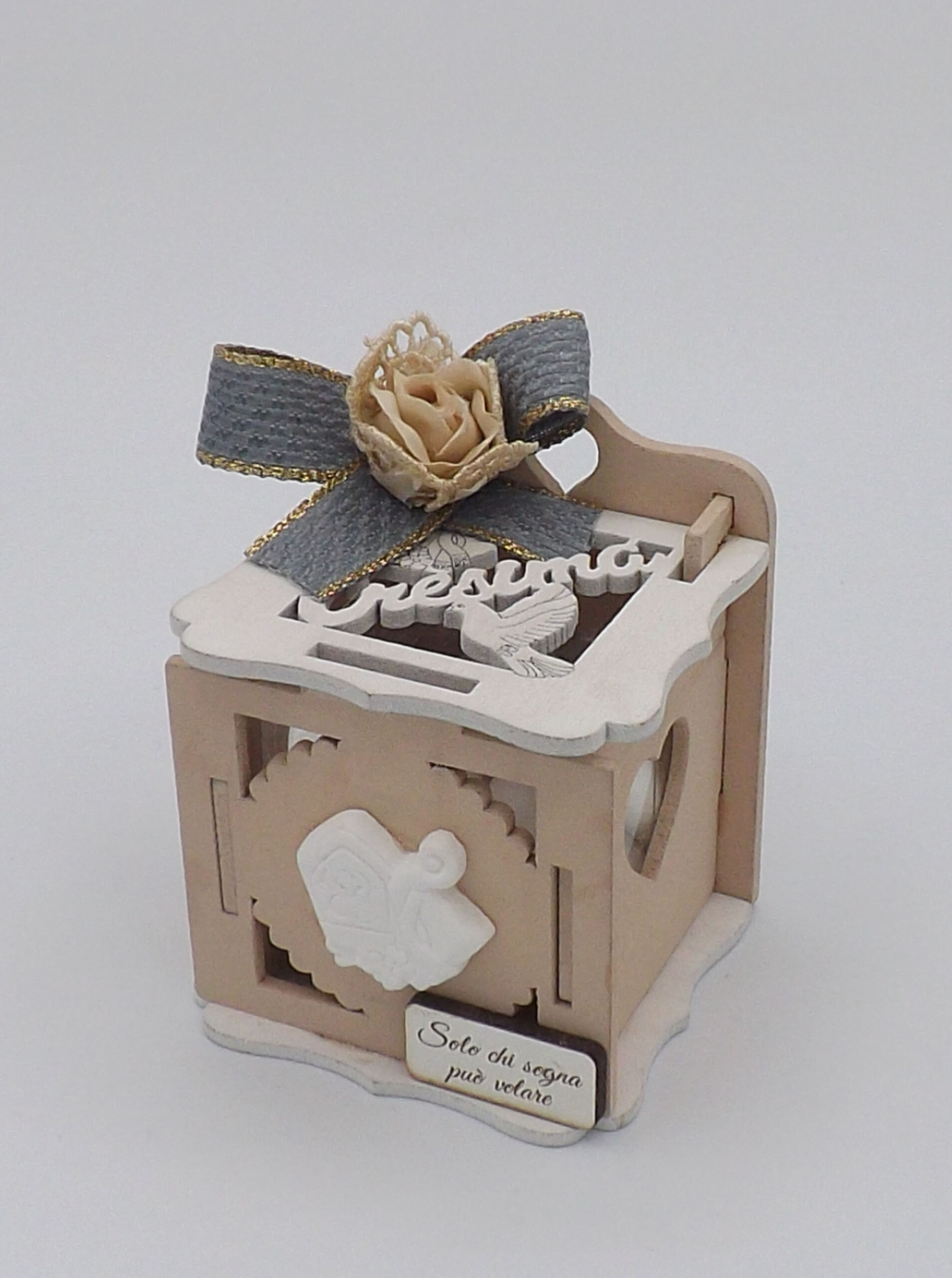 SCATOLA LEGNO CRESIMA BENEDETTA (6X6XH.7) SCATOLA LEGNO CRESIMA BENEDETTA (6X6XH.7)