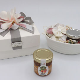SCATOLA C/MARMELLATA DA 40GR+CIOTOLA+CUCCHIAIO LEGNO LEDA (12X12XH.9)