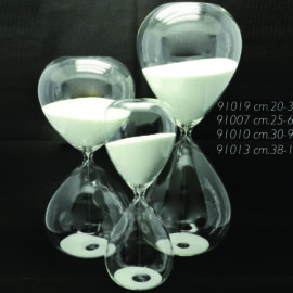 Clessidra 5 minuti, in vetro trasparente con sabbia bianca, H 12x D. 4cm.  EDG