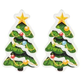 DECORAZIONE NATALIZIE ALBERO IN LEGNO STICKERS (9PZ)  H. 40 MM