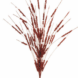 GLITTERED WHEAT BUSH W/HAND-WRAPPED RED CM 68