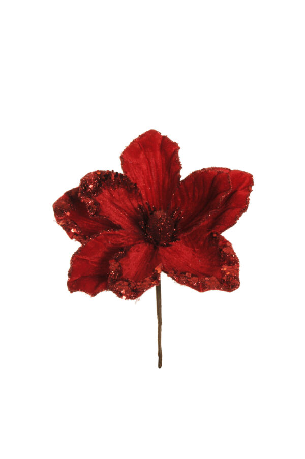 DOUBLE VELVET MAGNOLIA AL PZ HAND-WRAPPED RED D. 18XH20 CM