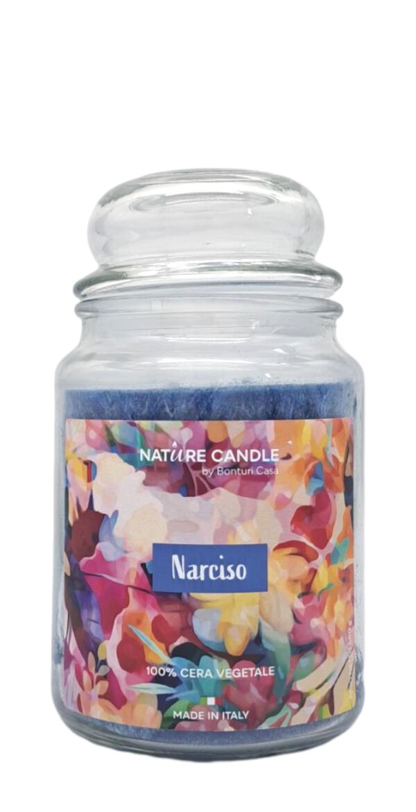 NATURAL CANDLE IN GIARA 580 GR 100% CERA VEGETALE narciso