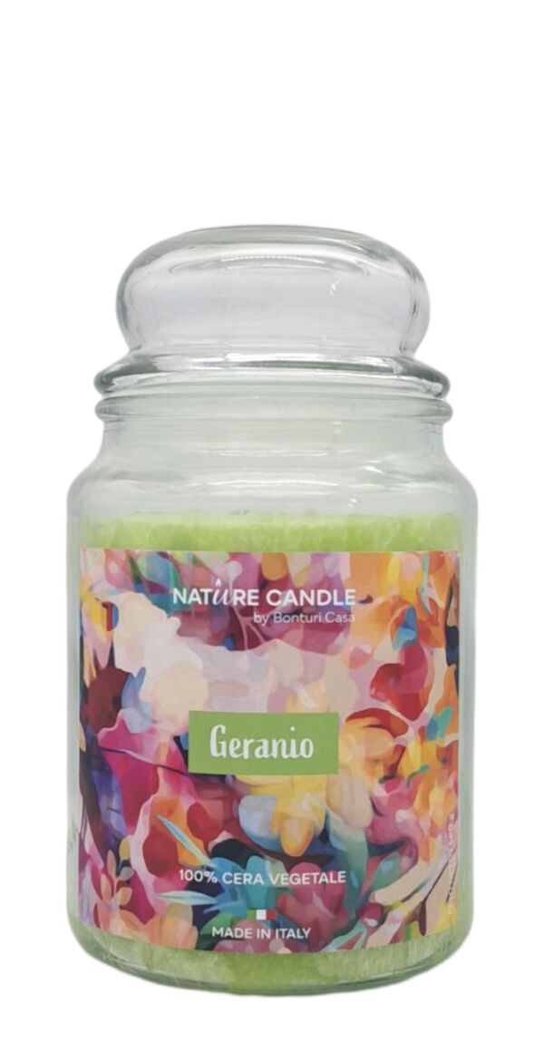 NATURAL CANDLE IN GIARA 580 GR 100% CERA VEGETALE geranio