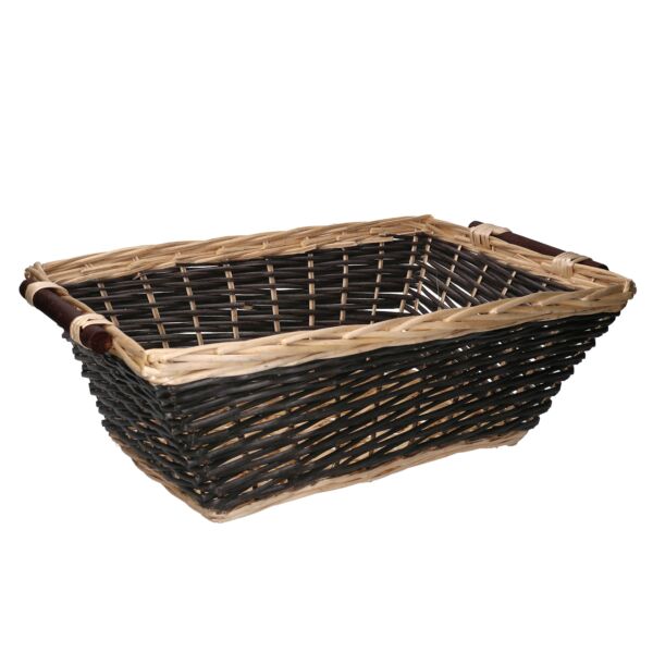 CESTA VIMINI NATURALE E NERO RETTANG. 49/54 H 20