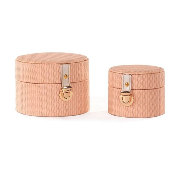BAULETTO TONDO PICCOLO IN TESSUTO ROSA CM 12XH10