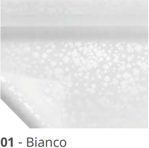BOBINA PERLATA STAMPATA 2 LATI 40MY 1,00X25 MT MILLEFIORI BIANCO BOBINA PERLATA STAMPATA 2 LATI 40MY 1,00X25 MT MILLEFIORI BIANCO