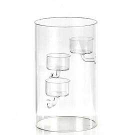 CILINDRO IN VETRO CON PORTA TEA LIGHT CM 12XH30 TRASPARENTE
