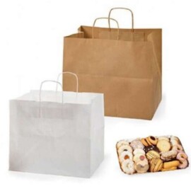 BORSA CARTA MANIGLIA PIATTA BIANCA BAG CM 32+21X27 (50 PZ) AL PZ IT