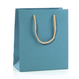 SHOPPER CARTA KRAFT FONDO PIENO CM 12X15+7 AL PZ AZZURRO