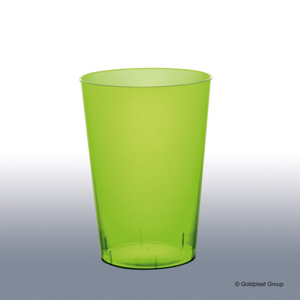 BICCHIERE IN PLASTICA VERDE ACIDO/TRASPARENTE 250 CC 25 PZ