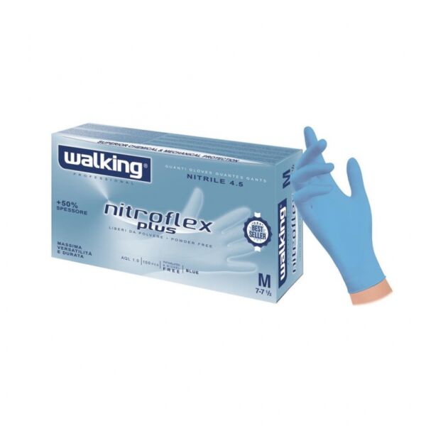 GUANTO NITROFLEX PLUS WALKING NITRILE 100 PZ TAGLIA L AZZURRO