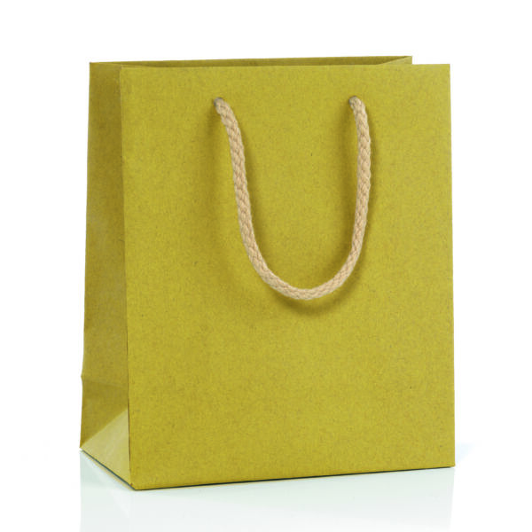 BORSA DI CARTA KRAFT FONDO PIENO CM 22X29+10 AL PZ SENAPE