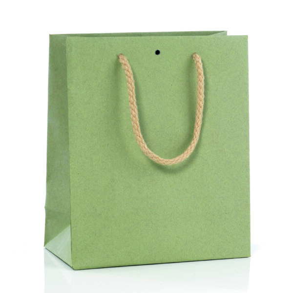 BORSA DI CARTA KRAFT FONDO PIENO CM 22X29+10 AL PZ VERDE SALVIA