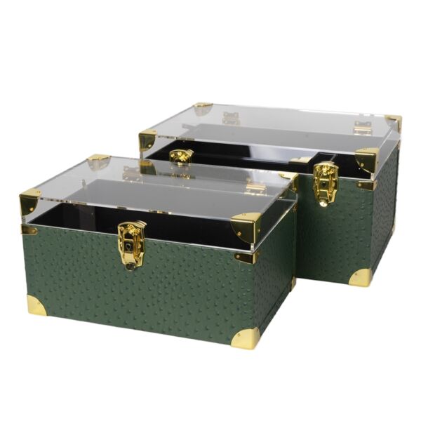 SCATOLA  VERDE ACRILICO/PVC  GRANDE 45X31X25CM