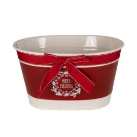 CACHE-POT AVORIO FIOCCO ROSSO D.41X31X23 METALLO