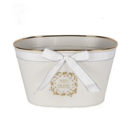 CACHE-POT BIANCO FIOCCO BIANCO D.41X31X23CM METALLO