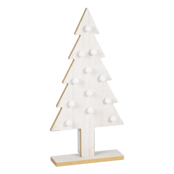 ALBERINO BIANCO C/LED H 36CM LEGNO