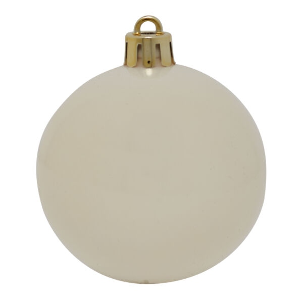 PALLINE DI NATALE IN  PLASTICA BOX 6 PZ 80 MM BIANCO AVORIO