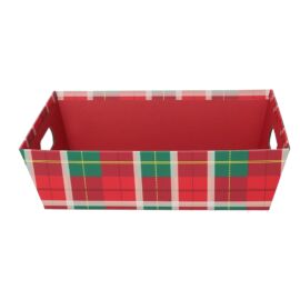 CESTA DI CARTONE SCOZZESE ROSSO RETTANG. CM 31X22H9