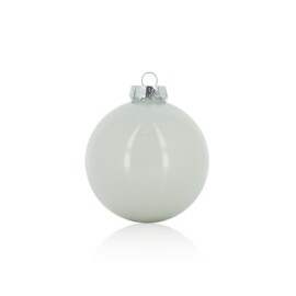PALLINE DI NATALE IN VETRO MM 80  BIANCO PERLA PZ 16