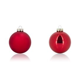 PALLINE PER ALBERO IN VETRO BOX 16  MM 80 ROSSO LUCIDO/OPACO