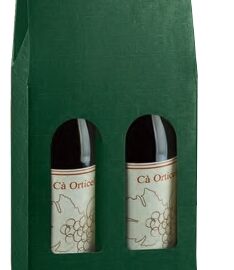SCATOLA 2 BOTTIGLIE MM 180X90X385  SETA VERDE