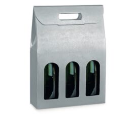 SCATOLA 3 BOTTIGLIE MM 270X90X385  SKYN ARGENTO